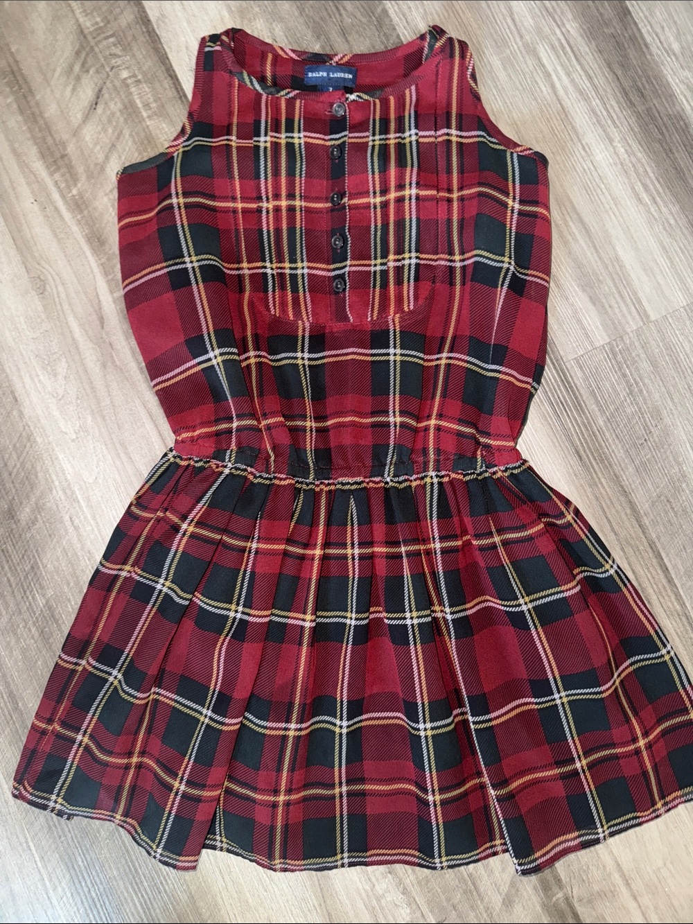 Ralph Lauren Girls Plaid Dress 7 red holiday Christmas sleeveless